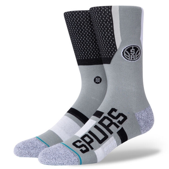 NWT Stance x NBA San Antonio Spurs SPURS SHORTCUT 2 Crew Socks Size M 6-8.5